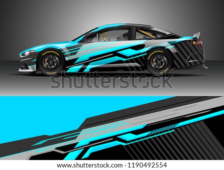 Car decal wrap design vector. Graphic abstract stripe racing background kit designs for wrap vehicle, race car, nascar car, rally, adventure and livery