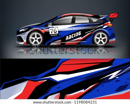 Car decal wrap design vector. Graphic abstract stripe racing background kit designs for vehicle, race car, rally, adventure and livery