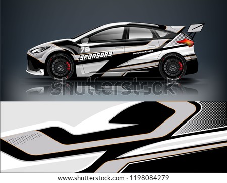 Car decal wrap design vector. Graphic abstract stripe racing background kit designs for vehicle, race car, rally, adventure and livery