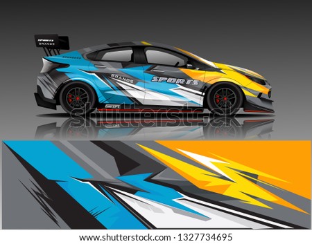 Car decal wrap design vector. Graphic abstract stripe racing background kit designs for vehicle, race car, rally, adventure and livery
