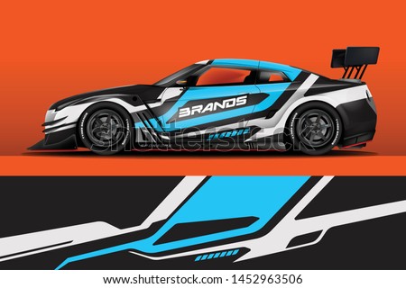 Car decal wrap design vector. Graphic abstract stripe racing background kit designs for vehicle, race car, rally, adventure and livery
