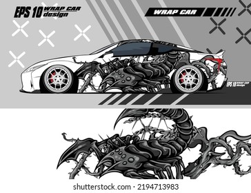 Car decal wrap illustration Premium Vector scorpion