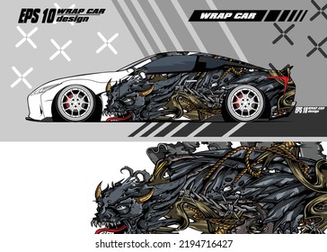 Car decal wrap illustration Premium Vector zombie