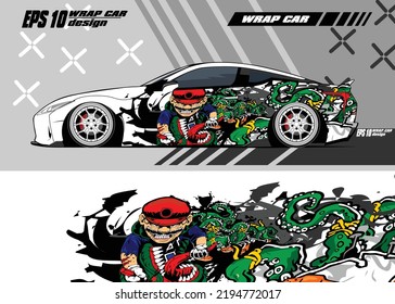 Car decal wrap illustration Premium Vector zombie