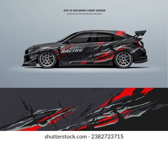 Car decal wrap livery design vector. Graphic abstract line racing background kit design for vehicle, race car, rally