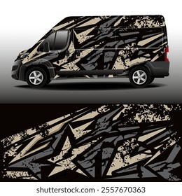 Car decal wrap livery design. Car branding. Camouflage car texture template for vinyl wrap and decal print. Car design development for the company.