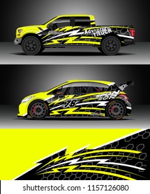 Car decal wrap, Truck and cargo van design vector. Graphic abstract stripe racing background designs for wrap vehicle, race, rally, adventure and car racing livery.