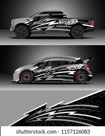 Car decal wrap, Truck and cargo van design vector. Graphic abstract stripe racing background designs for wrap vehicle, race, rally, adventure and car racing livery.