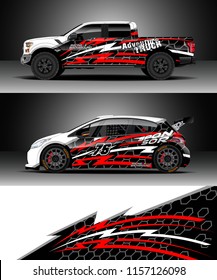 Car decal wrap, Truck and cargo van design vector. Graphic abstract stripe racing background designs for wrap vehicle, race, rally, adventure and car racing livery.