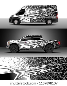 Car decal wrap, Truck and cargo van design vector. Graphic abstract stripe racing background kit designs for wrap vehicle, race car, rally, adventure and livery