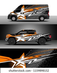 Car decal wrap, Truck and cargo van design vector. Graphic abstract stripe racing background kit designs for wrap vehicle, race car, rally, adventure and livery