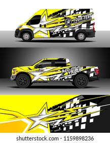 Car decal wrap, Truck and cargo van design vector. Graphic abstract stripe racing background kit designs for wrap vehicle, race car, rally, adventure and livery