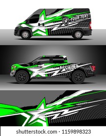 Car decal wrap, Truck and cargo van design vector. Graphic abstract stripe racing background kit designs for wrap vehicle, race car, rally, adventure and livery