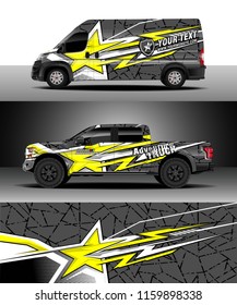 Car decal wrap, Truck and cargo van design vector. Graphic abstract stripe racing background kit designs for wrap vehicle, race car, rally, adventure and livery