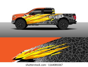 Car decal wrap, Truck and cargo van design vector. Graphic abstract stripe racing background kit designs for wrap vehicle, race car, rally, adventure and livery
