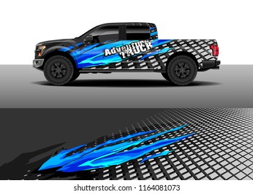 Car decal wrap, Truck and cargo van design vector. Graphic abstract stripe racing background kit designs for wrap vehicle, race car, rally, adventure and livery