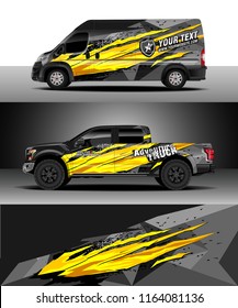 Car decal wrap, Truck and cargo van design vector. Graphic abstract stripe racing background kit designs for wrap vehicle, race car, rally, adventure and livery