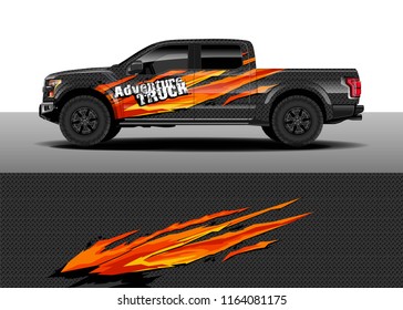 Car decal wrap, Truck and cargo van design vector. Graphic abstract stripe racing background kit designs for wrap vehicle, race car, rally, adventure and livery