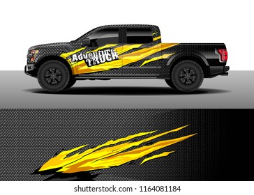 Car decal wrap, Truck and cargo van design vector. Graphic abstract stripe racing background kit designs for wrap vehicle, race car, rally, adventure and livery