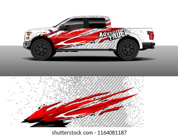 Car decal wrap, Truck and cargo van design vector. Graphic abstract stripe racing background kit designs for wrap vehicle, race car, rally, adventure and livery