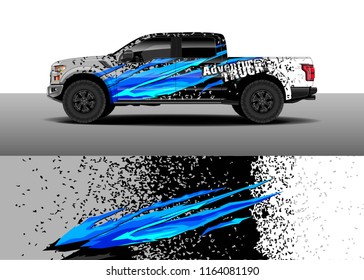 Car decal wrap, Truck and cargo van design vector. Graphic abstract stripe racing background kit designs for wrap vehicle, race car, rally, adventure and livery