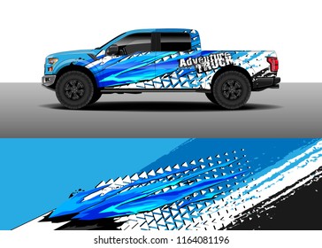 Car decal wrap, Truck and cargo van design vector. Graphic abstract stripe racing background kit designs for wrap vehicle, race car, rally, adventure and livery