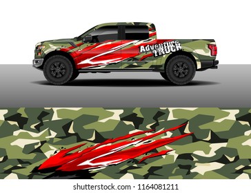 Car decal wrap, Truck and cargo van design vector. Graphic abstract stripe racing background kit designs for wrap vehicle, race car, rally, adventure and livery