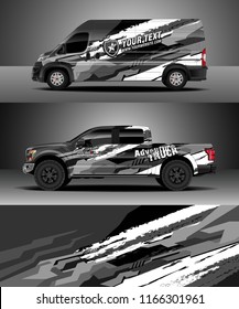 Car decal wrap, Truck and cargo van design vector. Graphic abstract stripe racing background kit designs for wrap vehicle, race car, rally, adventure and livery