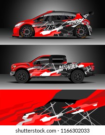 Car decal wrap, Truck and cargo van design vector. Graphic abstract stripe racing background kit designs for wrap vehicle, race car, rally, adventure and livery