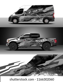 Car decal wrap, Truck and cargo van design vector. Graphic abstract stripe racing background kit designs for wrap vehicle, race car, rally, adventure and livery