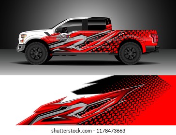 
Car decal wrap, Truck and cargo van design vector. Graphic abstract stripe racing background kit designs for wrap vehicle, race car, rally, adventure and livery