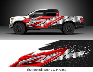 
Car decal wrap, Truck and cargo van design vector. Graphic abstract stripe racing background kit designs for wrap vehicle, race car, rally, adventure and livery