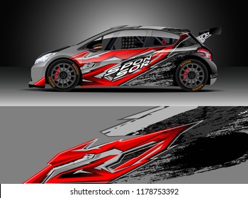 
Car decal wrap, Truck and cargo van design vector. Graphic abstract stripe racing background kit designs for wrap vehicle, race car, rally, adventure and livery