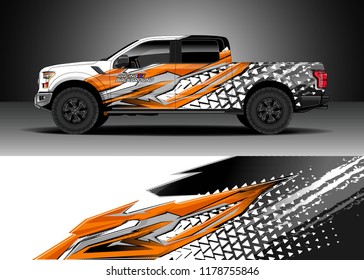 Car decal wrap, Truck and cargo van design vector. Graphic abstract stripe racing background kit designs for wrap vehicle, race car, rally, adventure and livery