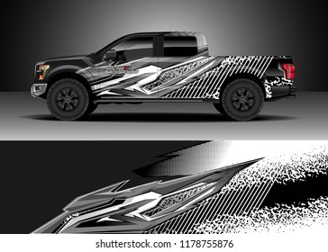 Car decal wrap, Truck and cargo van design vector. Graphic abstract stripe racing background kit designs for wrap vehicle, race car, rally, adventure and livery