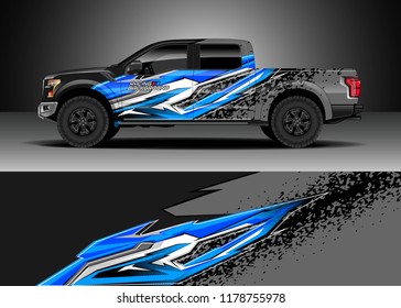 Car decal wrap, Truck and cargo van design vector. Graphic abstract stripe racing background kit designs for wrap vehicle, race car, rally, adventure and livery