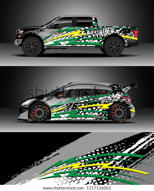 Car decal wrap, Truck\
and cargo van design vector. Graphic abstract stripe racing\
background designs for wrap vehicle, race, rally, adventure and car\
racing livery.