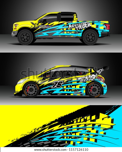 Car decal wrap, Truck\
and cargo van design vector. Graphic abstract stripe racing\
background designs for wrap vehicle, race, rally, adventure and car\
racing livery.