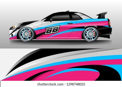 Car decal wrap unique designs vector . Livery wrap racing, van, cargo, truck .