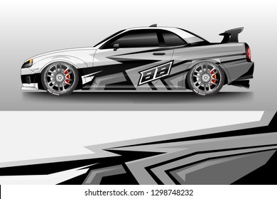 Car decal wrap unique designs vector . Livery wrap racing, van, cargo, truck .