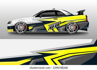 Car decal wrap unique designs vector . Livery wrap racing, van, cargo, truck .