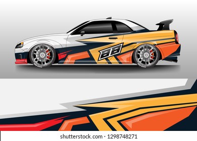 Car decal wrap unique designs vector . Livery wrap racing, van, cargo, truck .