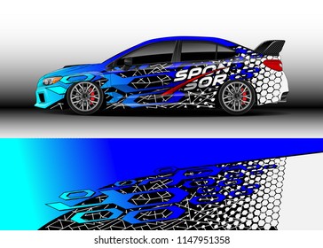 Car decal wrap vector, graphic modern abstract racing background designs for vehicle.