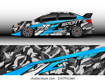Car decal wrap vector, graphic modern abstract racing background designs for vehicle.