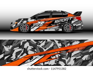 Car decal wrap vector, graphic modern abstract racing background designs for vehicle.