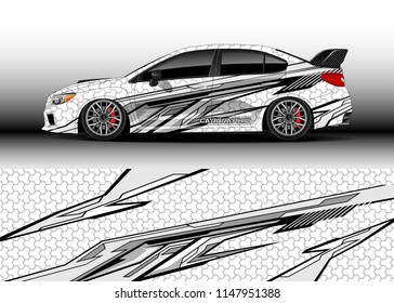 Car decal wrap vector, graphic modern abstract racing background designs for vehicle.