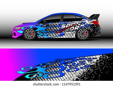 Car decal wrap vector, graphic modern abstract racing background designs for vehicle.