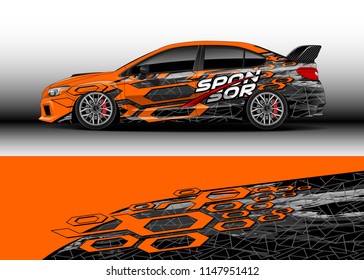 Car decal wrap vector, graphic modern abstract racing background designs for vehicle.