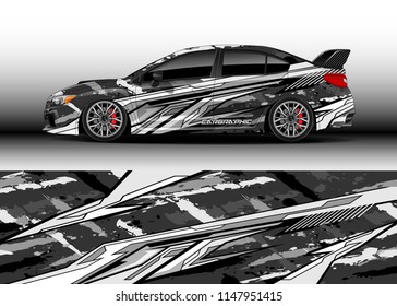 Car decal wrap vector, graphic modern abstract racing background designs for vehicle.