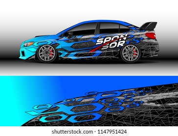 Car decal wrap vector, graphic modern abstract racing background designs for vehicle.